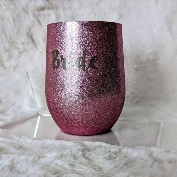 SWIG BRIDE Sparkly Pink Insulated Wine Tumbler 12 oz - Picture 1 of 5